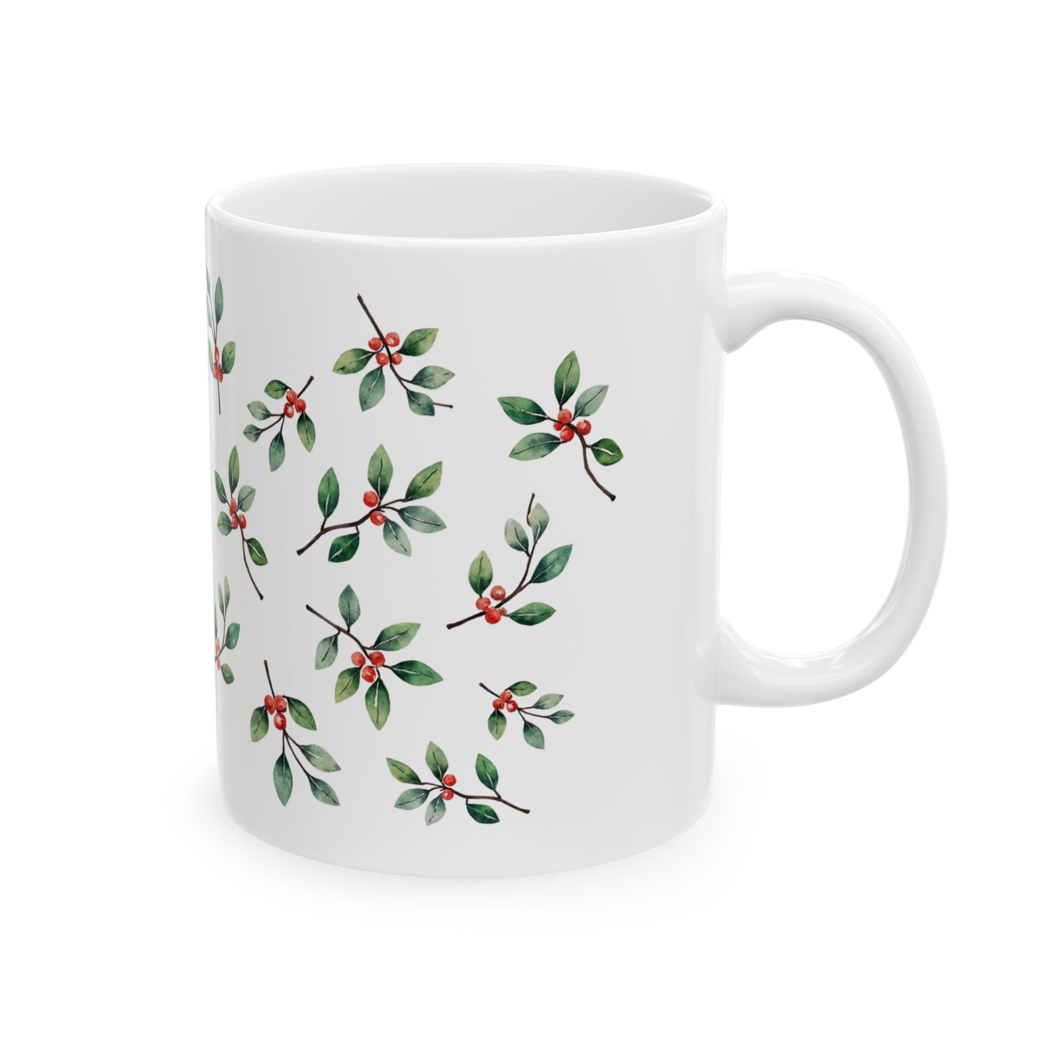 Mistletoe Christmas Ceramic Mug — Cozy Cottagecore Holiday Coffee Cup (11oz, 15oz)