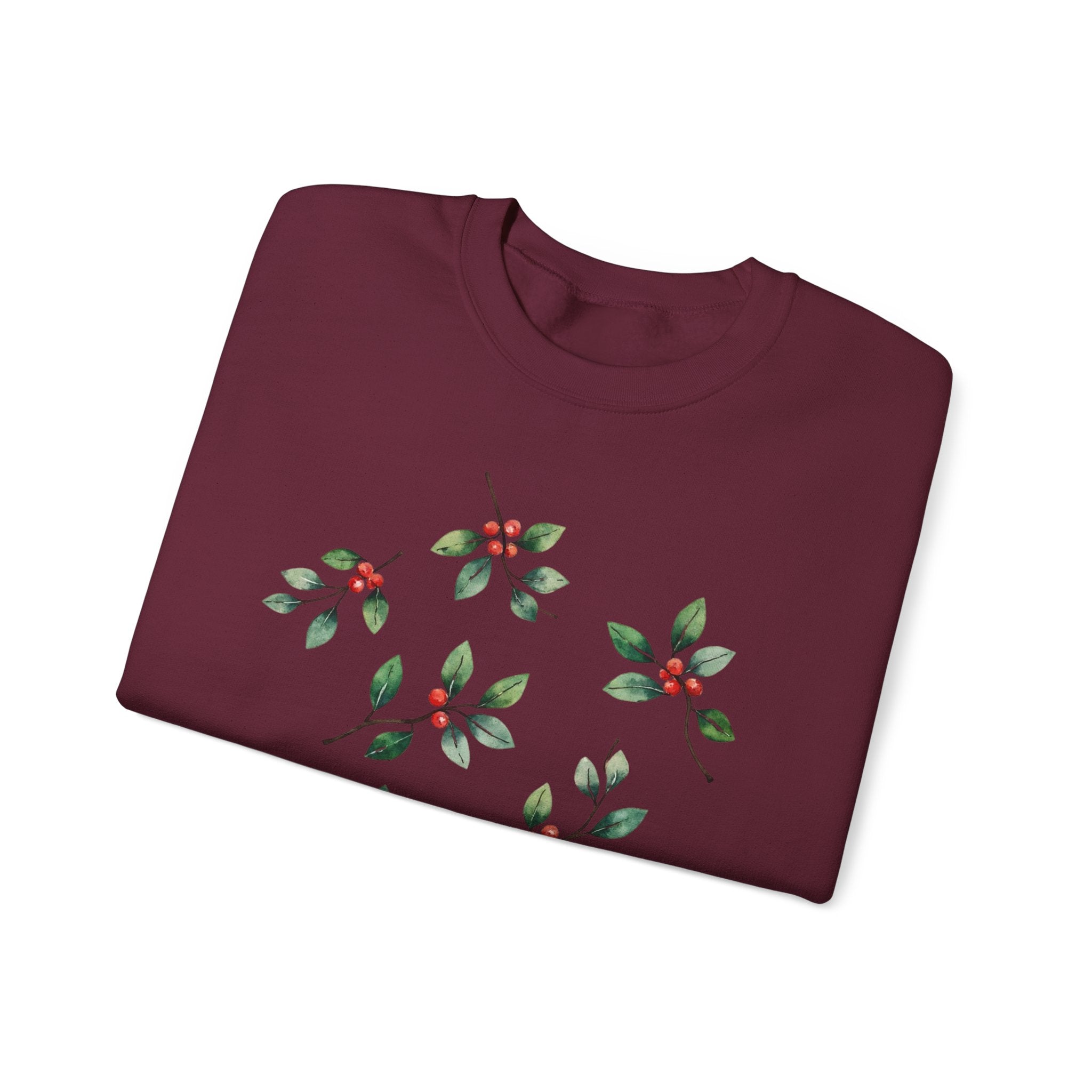 Cozy Mistletoe Christmas Sweatshirt — Minimal Cottagecore Holiday Crewneck