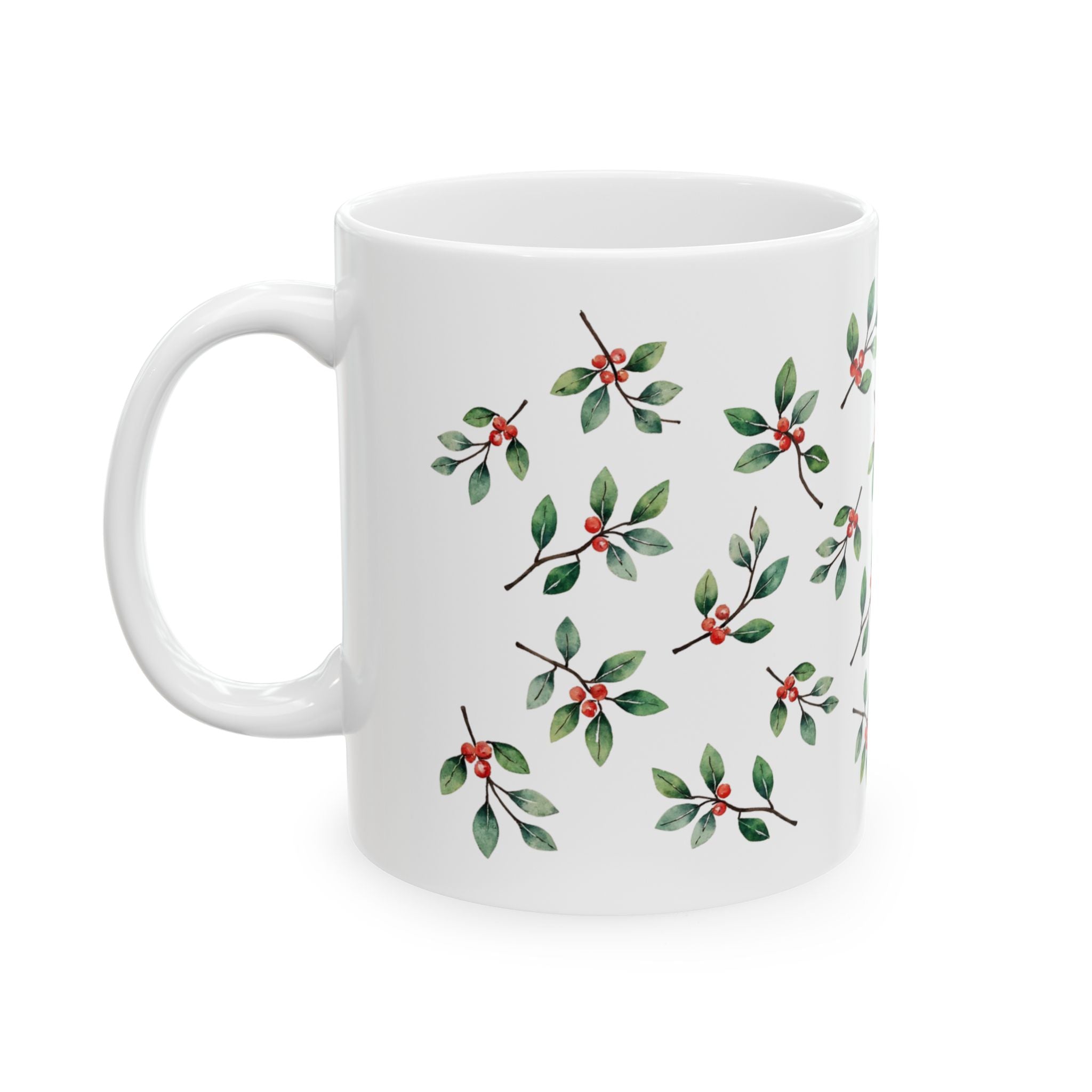 Mistletoe Christmas Ceramic Mug — Cozy Cottagecore Holiday Coffee Cup (11oz, 15oz)