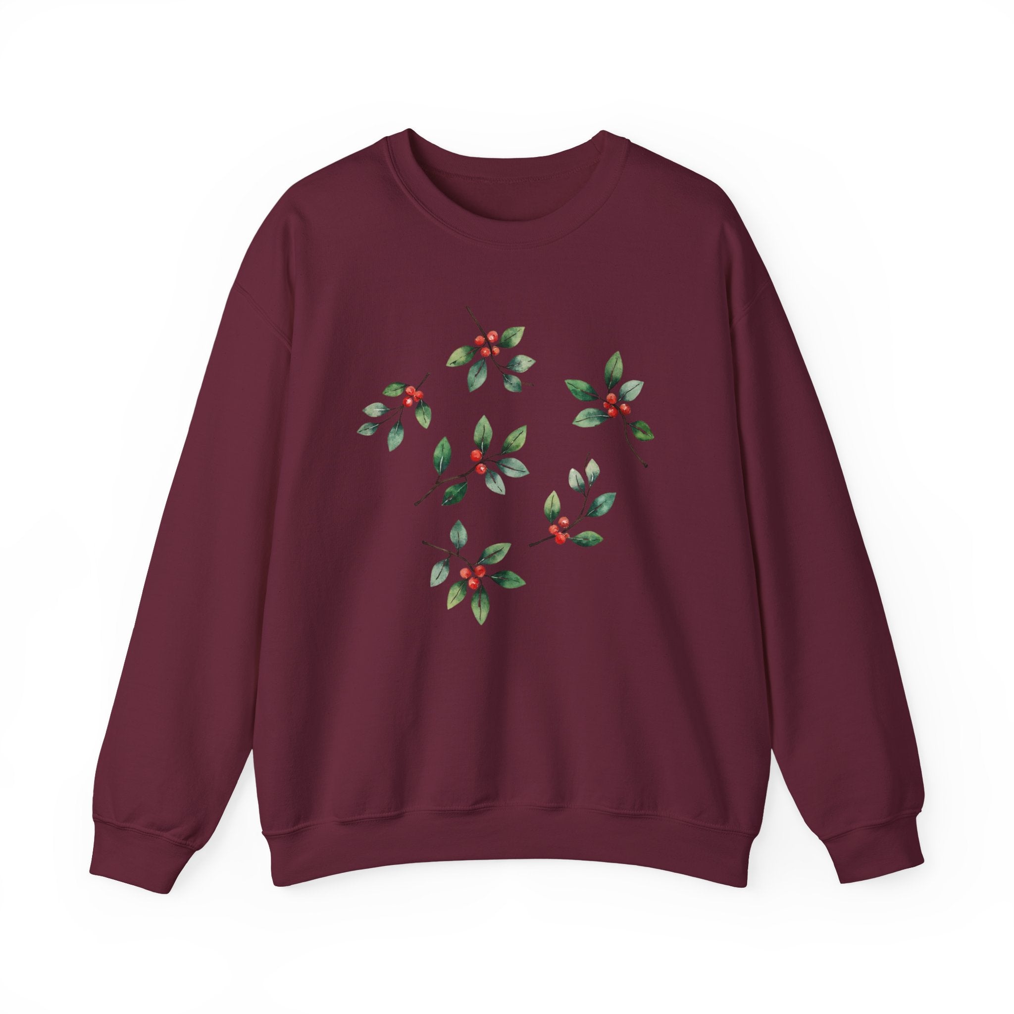 Cozy Mistletoe Christmas Sweatshirt — Minimal Cottagecore Holiday Crewneck
